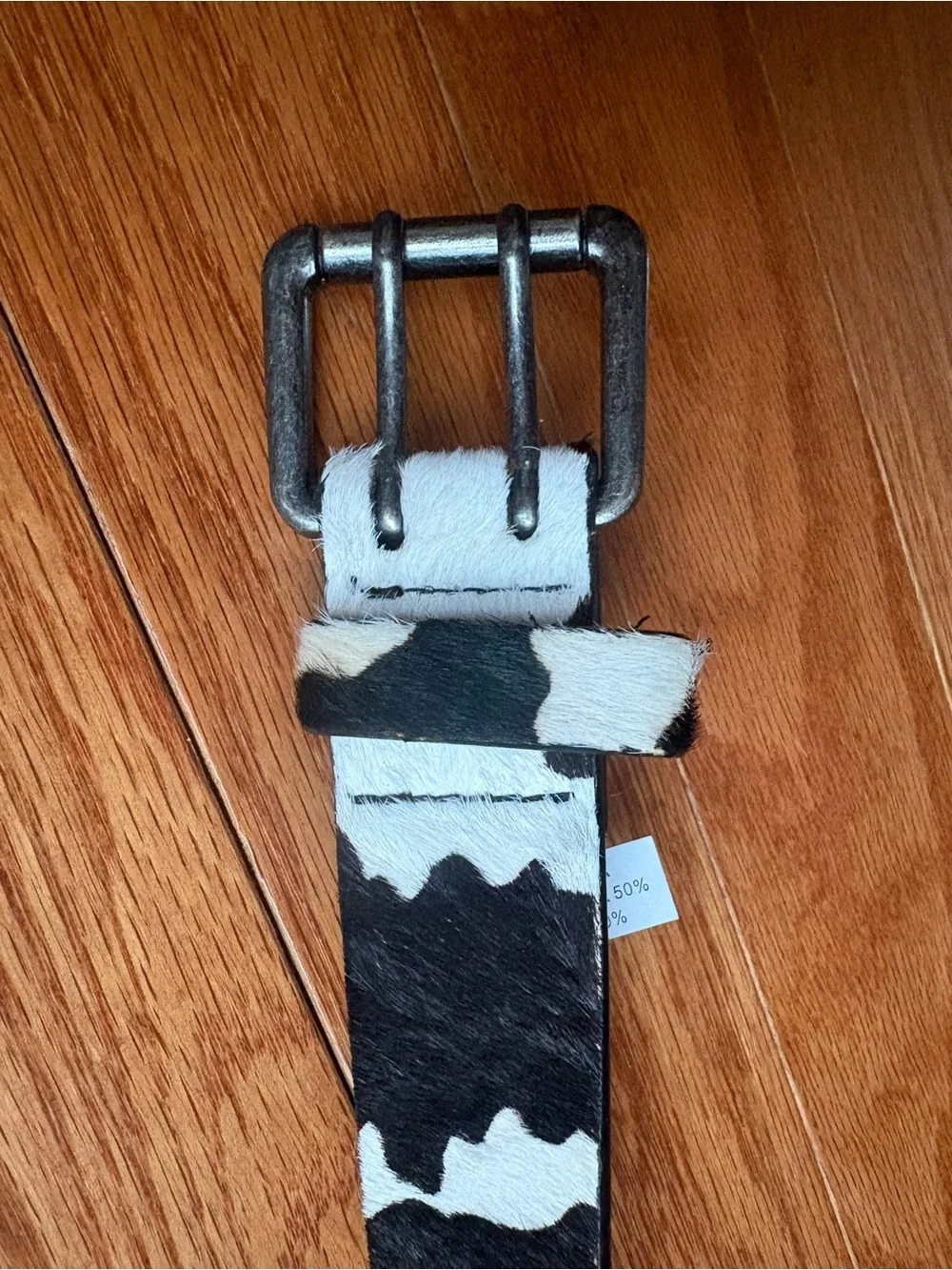 Cow Print leather Belt in Black and White